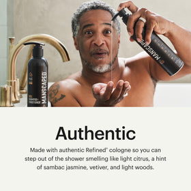 MANSCAPED back label with ingredients list emphasizing botanical extracts