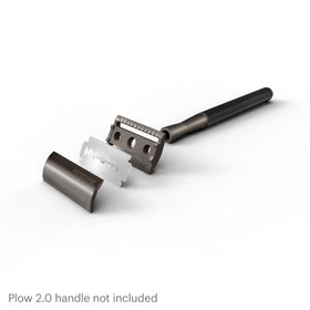 MANSCAPED blade inserted into Plow razor demonstrating easy replacement