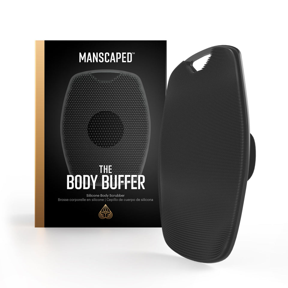 MANSCAPED front view of Body Buffer showing shape and grip benefit