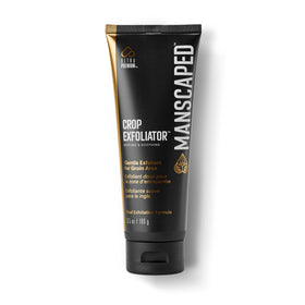 MANSCAPED front packaging of Crop Exfoliator showing product tube and brand benefit