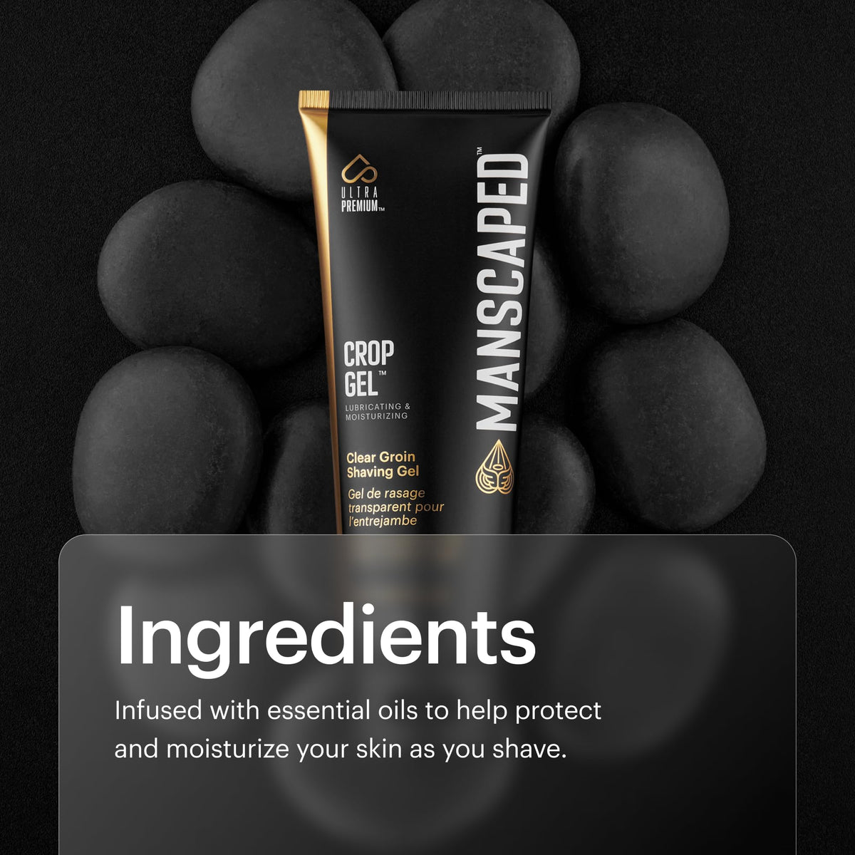 MANSCAPED bottle staged on bathroom shelf suggesting everyday grooming routine