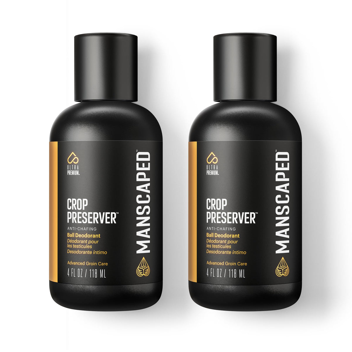 MANSCAPED Crop Preserver front packaging shows product and refined scent benefit