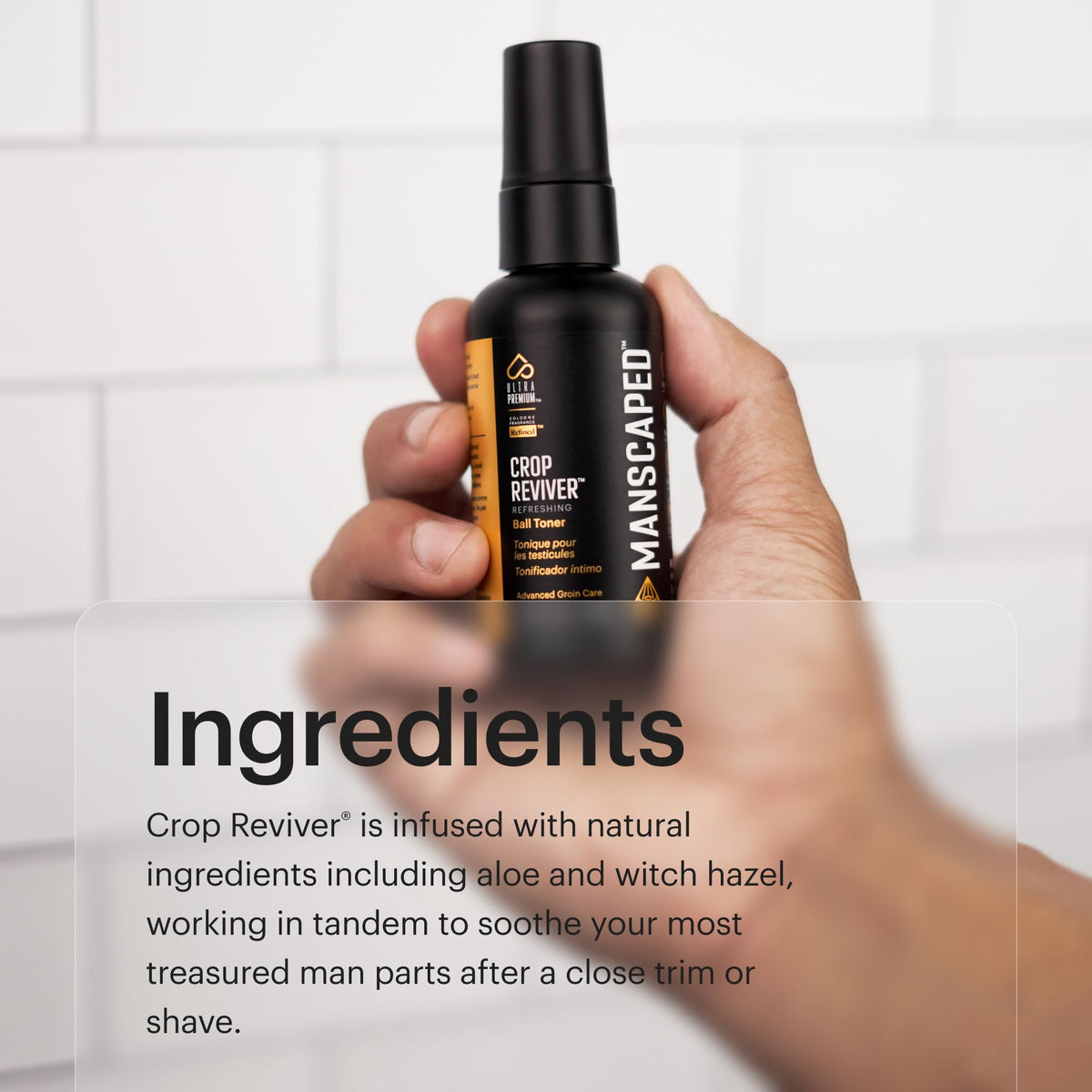 MANSCAPED Crop Reviver inside gym bag suggesting on-the-go freshness and confidence