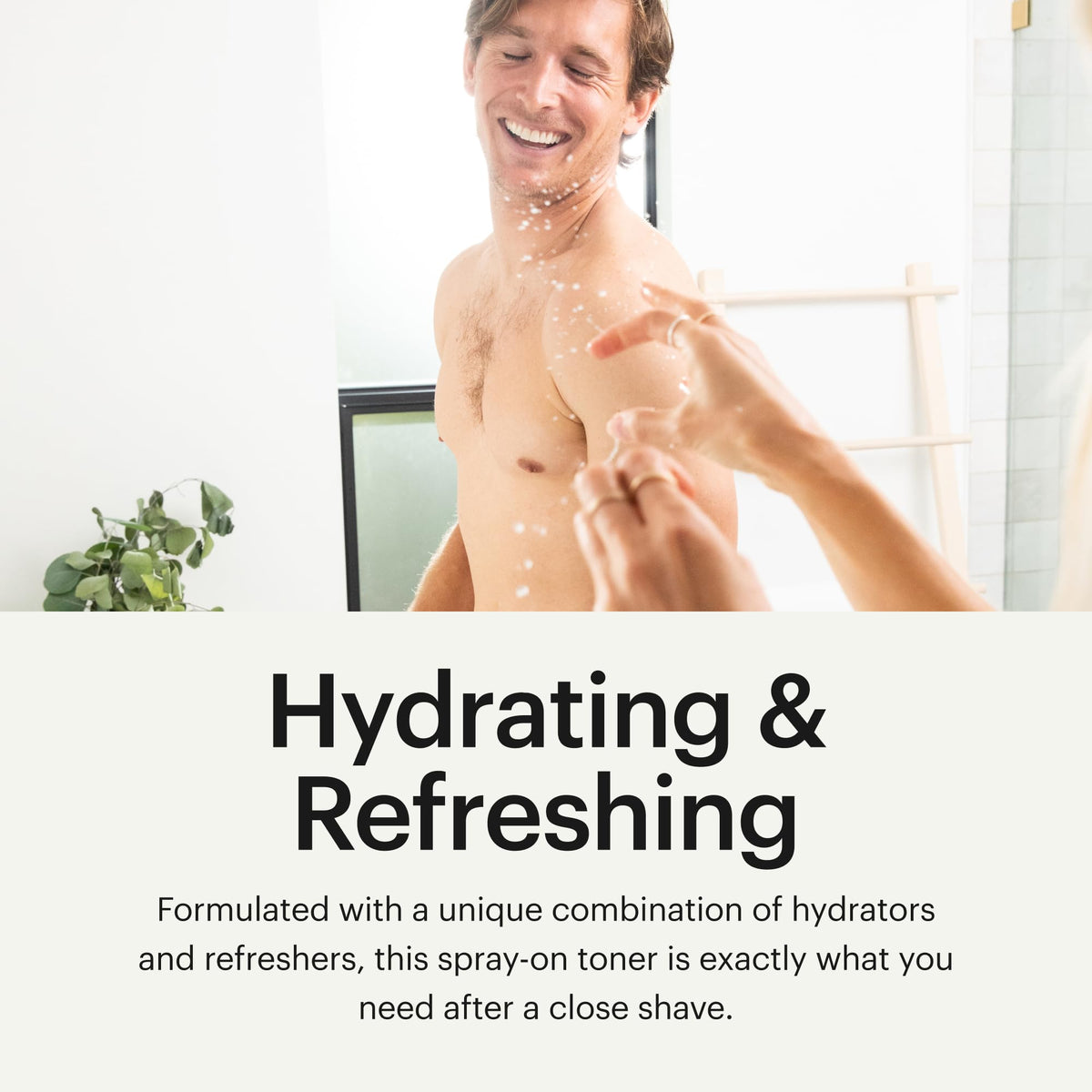 MANSCAPED Crop Reviver mist texture in air showing cooling, quick-dry finish benefit