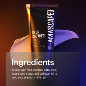 MANSCAPED bottle on bathroom shelf suggesting daily aftercare convenience