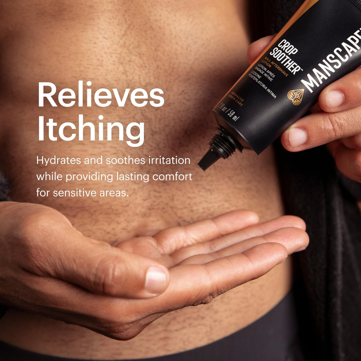 MANSCAPED bottle next to razor illustrating grooming routine compatibility