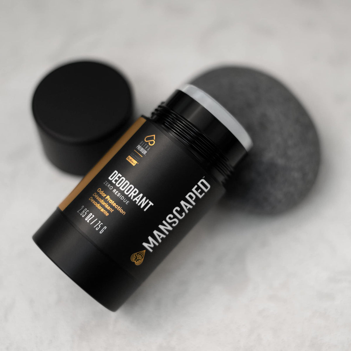 MANSCAPED ingredient label close-up showing aluminum-free, paraben-free formulation benefits