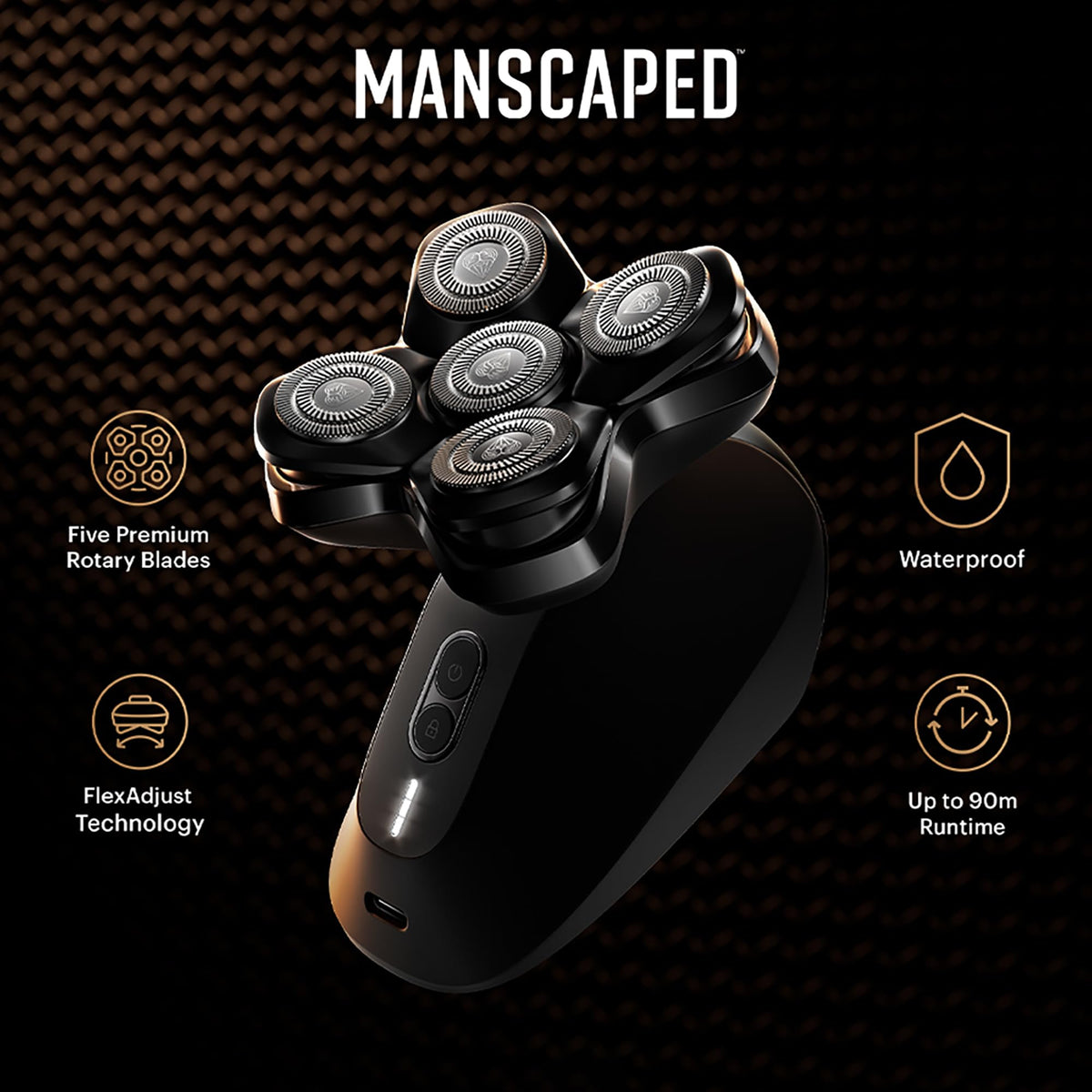 MANSCAPED hand-held Dome Shaver PRO showing size and comfortable handling benefit