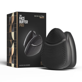 MANSCAPED Face Buffer PRO front view showing compact design and ergonomic grip benefit