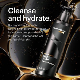 MANSCAPED exfoliating face wash pump close-up demonstrating easy dispensing