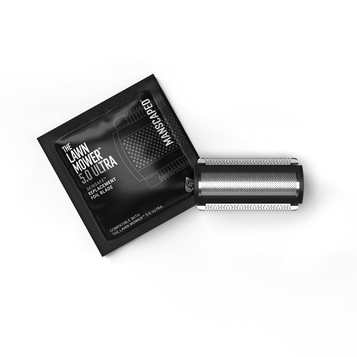 MANSCAPED replacement foil front packaging showing product and brand benefit