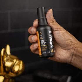 MANSCAPED spray nozzle close-up demonstrating easy mist application and precise coverage