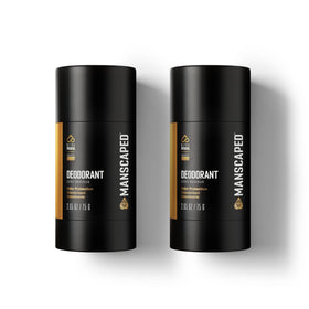 MANSCAPED front packaging showing two sticks and brand benefit of clear wear