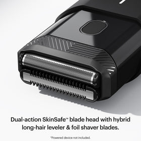 MANSCAPED blade installed on shaver demonstrating easy replacement benefit