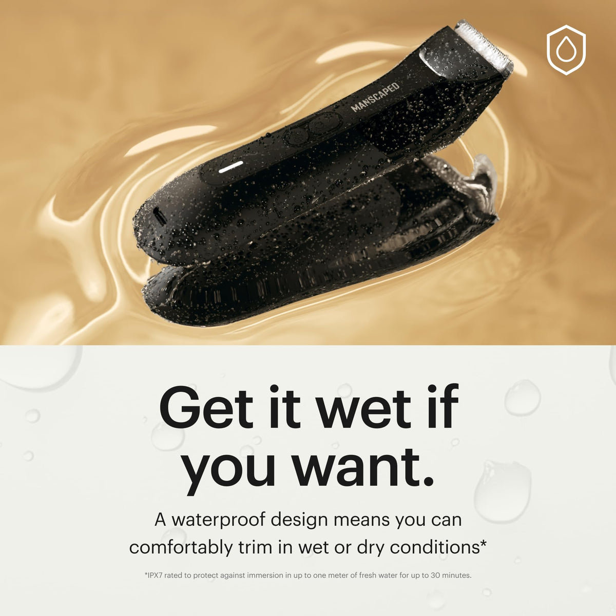 MANSCAPED trimmer in hand demonstrating secure grip and controlled grooming