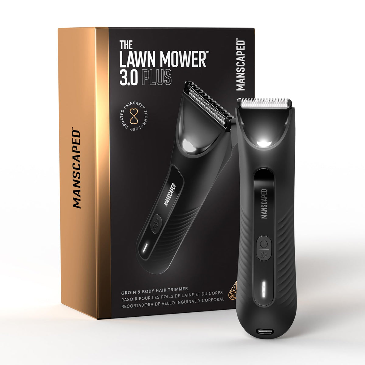 MANSCAPED product box with accessories for ready-to-use grooming benefit