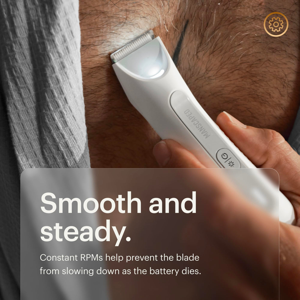 MANSCAPED held in hand to show compact size and travel convenience