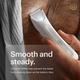 MANSCAPED held in hand to show compact size and travel convenience