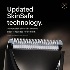 MANSCAPED trimmer with adjustable combs displayed for precise length control benefit