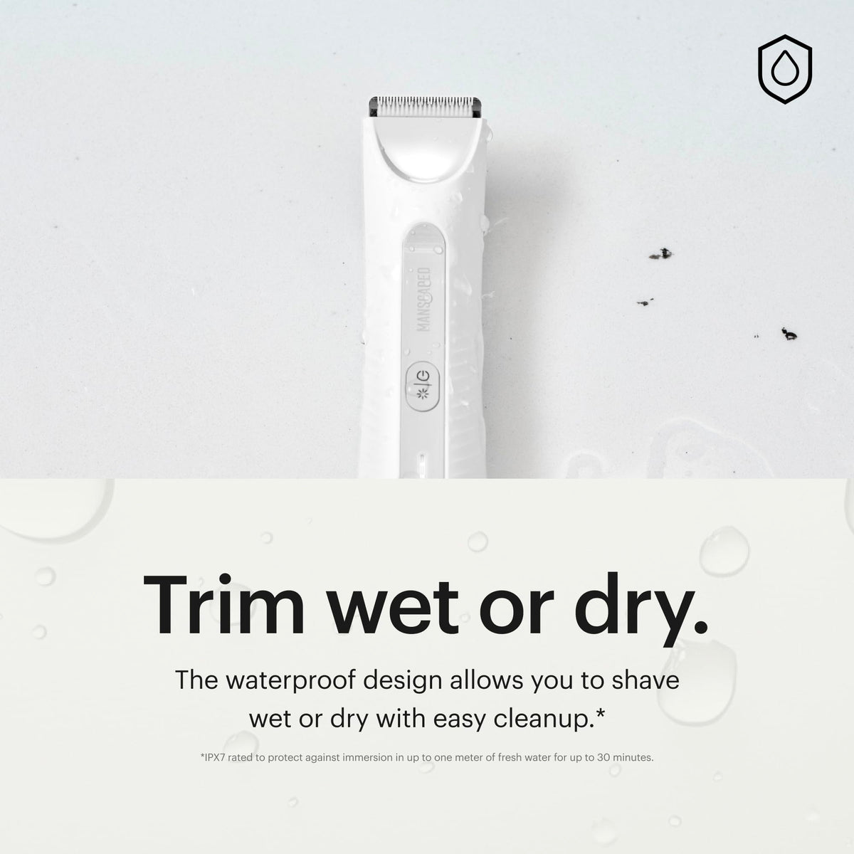 MANSCAPED trimmer with 2 and 12 mm combs illustrating adjustable lengths for controlled grooming