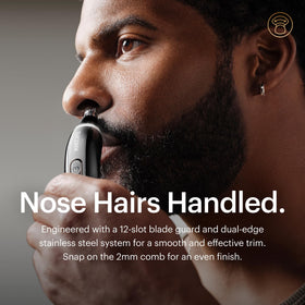 MANSCAPED LED spotlight detail illuminating nostril for precise grooming
