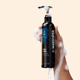 MANSCAPED pump dispense with gel drop highlighting easy controlled application