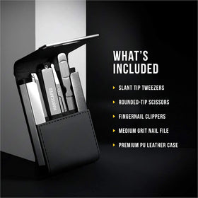 MANSCAPED tools secured inside compact PU leather travel case for protected portable storage