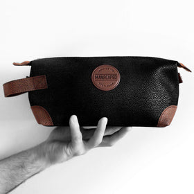 MANSCAPED close-up of PU leather texture and stitching highlighting durable, stylish construction