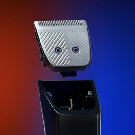 MANSCAPED snap-in mechanism demonstration illustrating effortless tool-free replacement