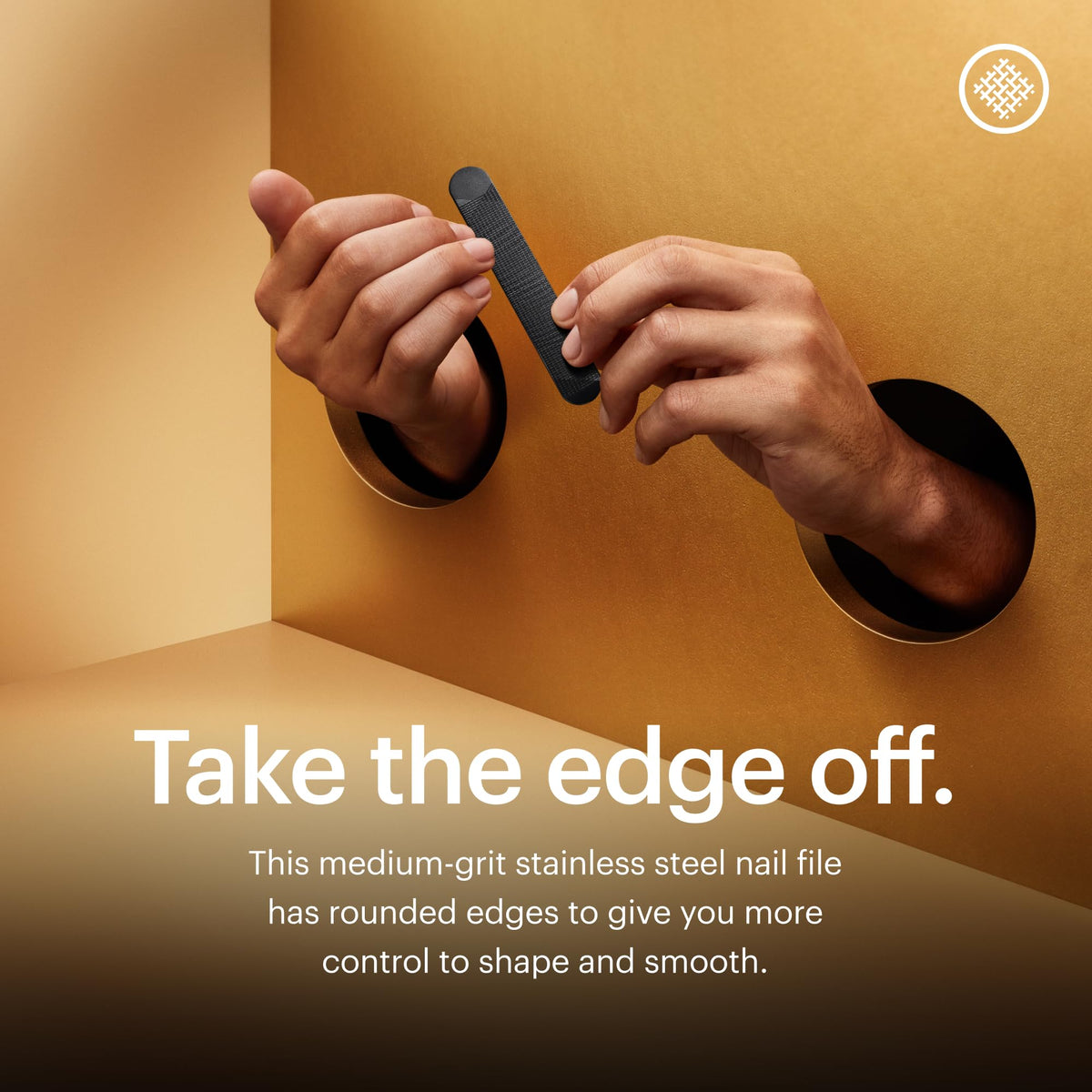 MANSCAPED medium-grit stainless nail file texture for controlled smoothing and shaping