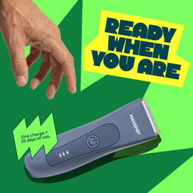 MANSPOT trimmer in shower demonstrating waterproof use and easy cleaning