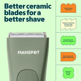 MANSPOT on bathroom counter staged for grooming, convenient everyday readiness