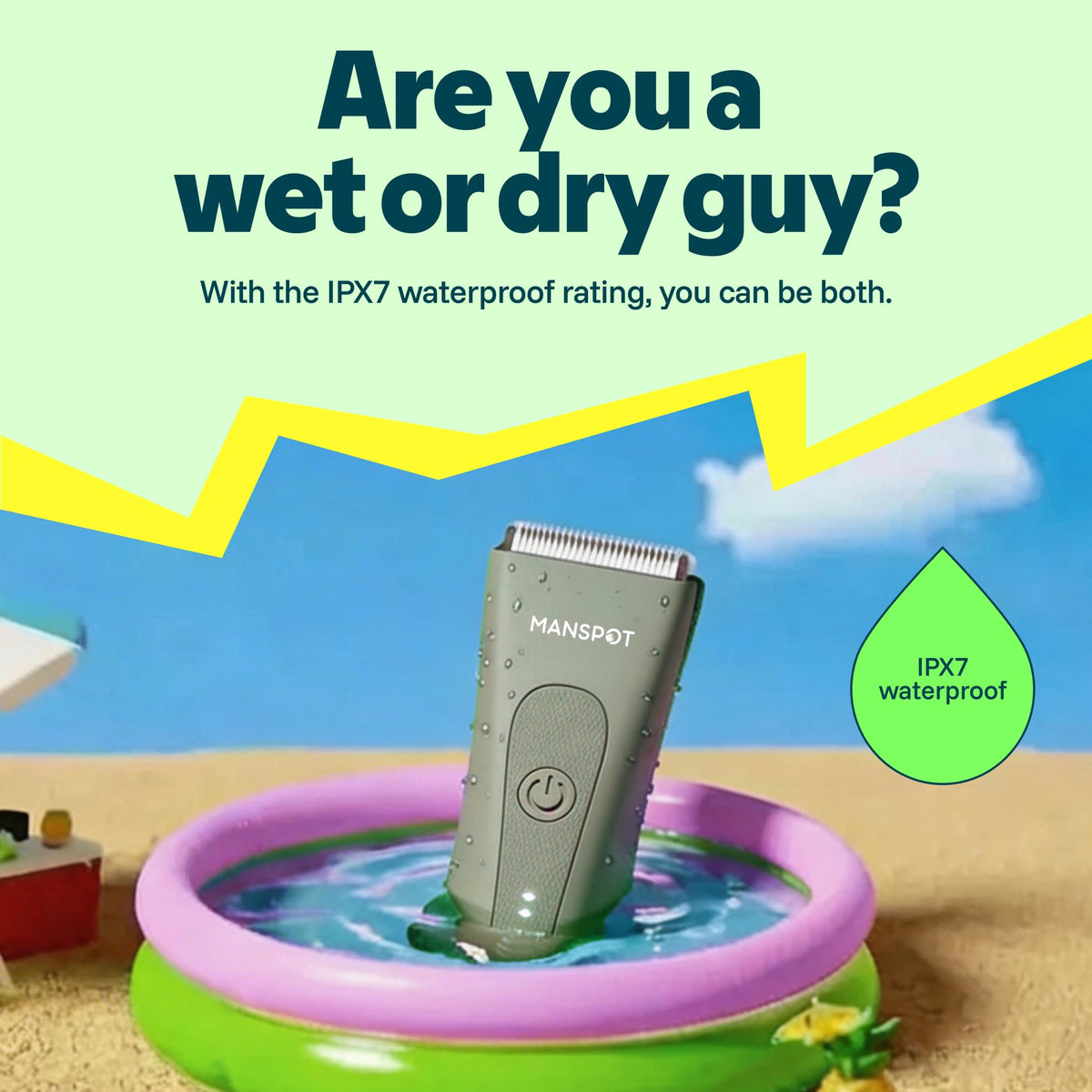 MANSPOT beside a coin for scale, compact travel-friendly grooming tool