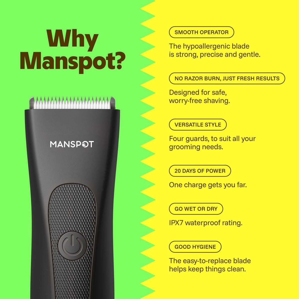 MANSPOT SpotGlide ceramic blade close-up showing smooth, low-friction cutting