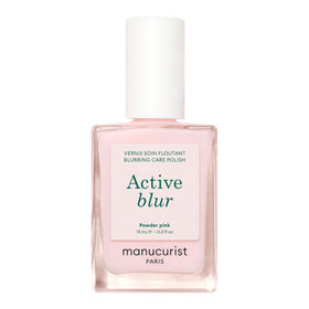 Manucurist bottle front packaging showing powder-pink matte shade and benefits