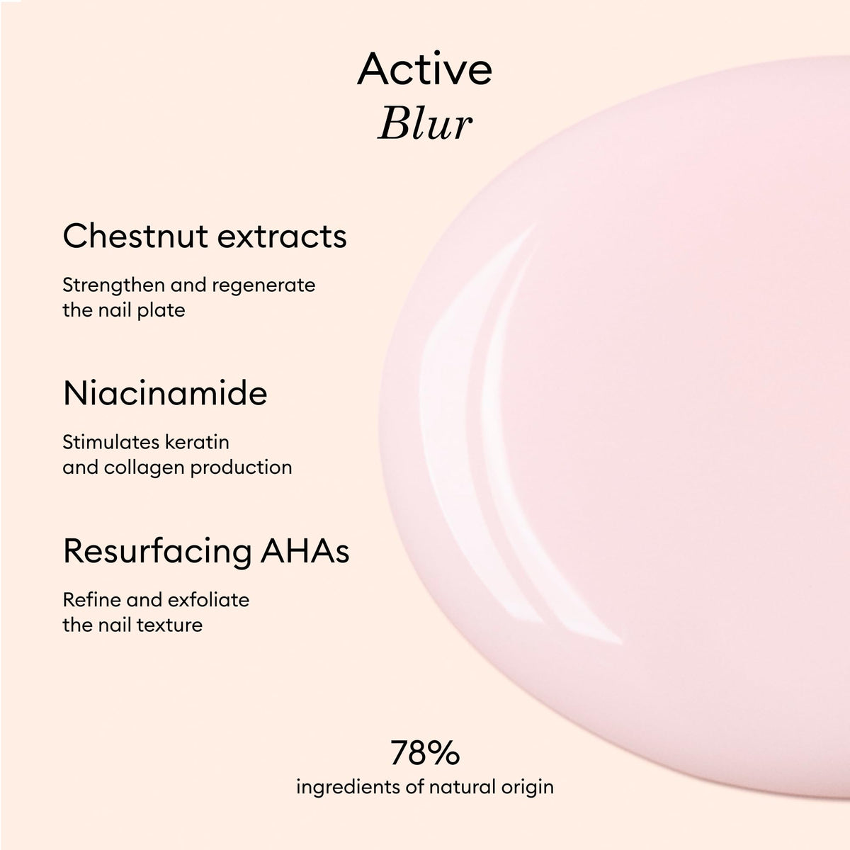 Manucurist swatch on nail tip displaying powder-pink blur finish and even look