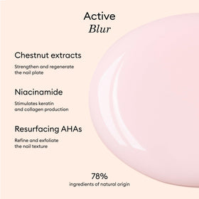 Manucurist swatch on nail tip displaying powder-pink blur finish and even look