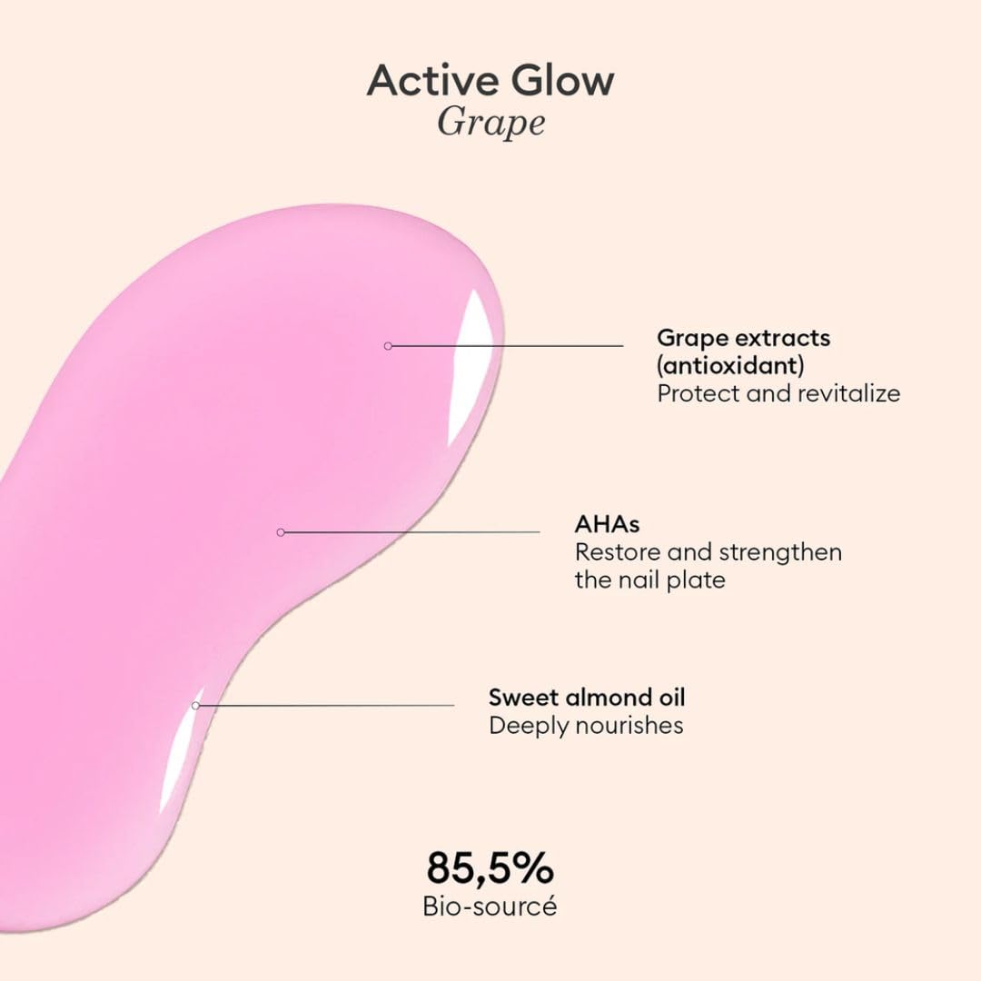 Manucurist bottle beside a hand showing product size and travel-friendly benefit