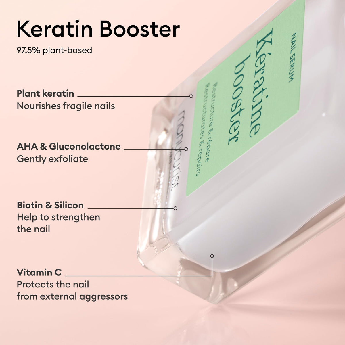 Manucurist applying day serum to nails demonstrating easy brush-on daily protection