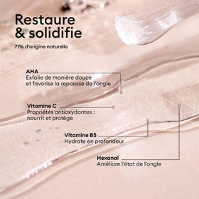 Manucurist base coat application in use to strengthen and reduce breakage