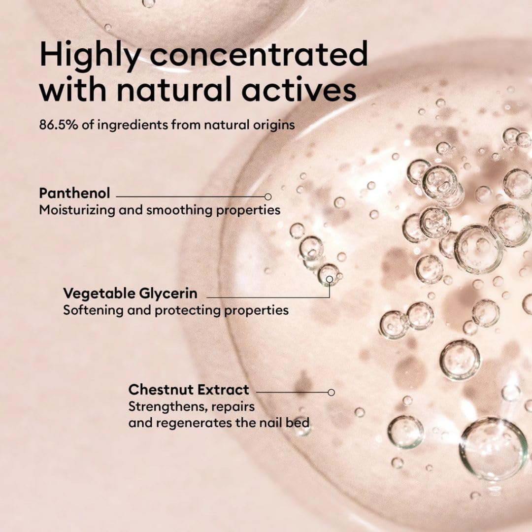 Manucurist 0.5 fl oz bottle next to common object showing travel-friendly benefit