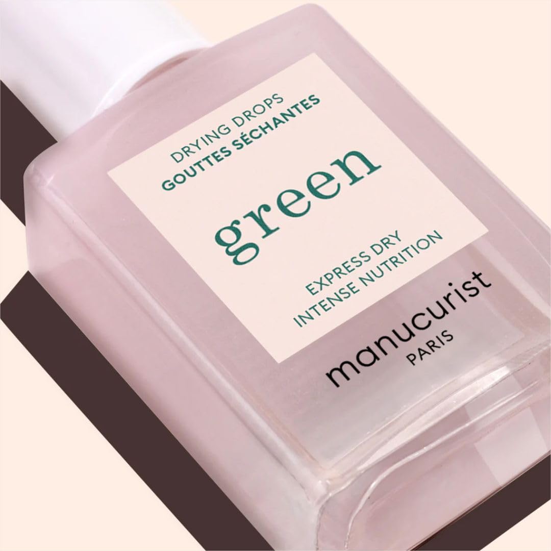 Manucurist bottle on bathroom counter showing easy at-home manicure use
