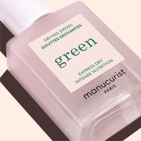 Manucurist bottle on bathroom counter showing easy at-home manicure use