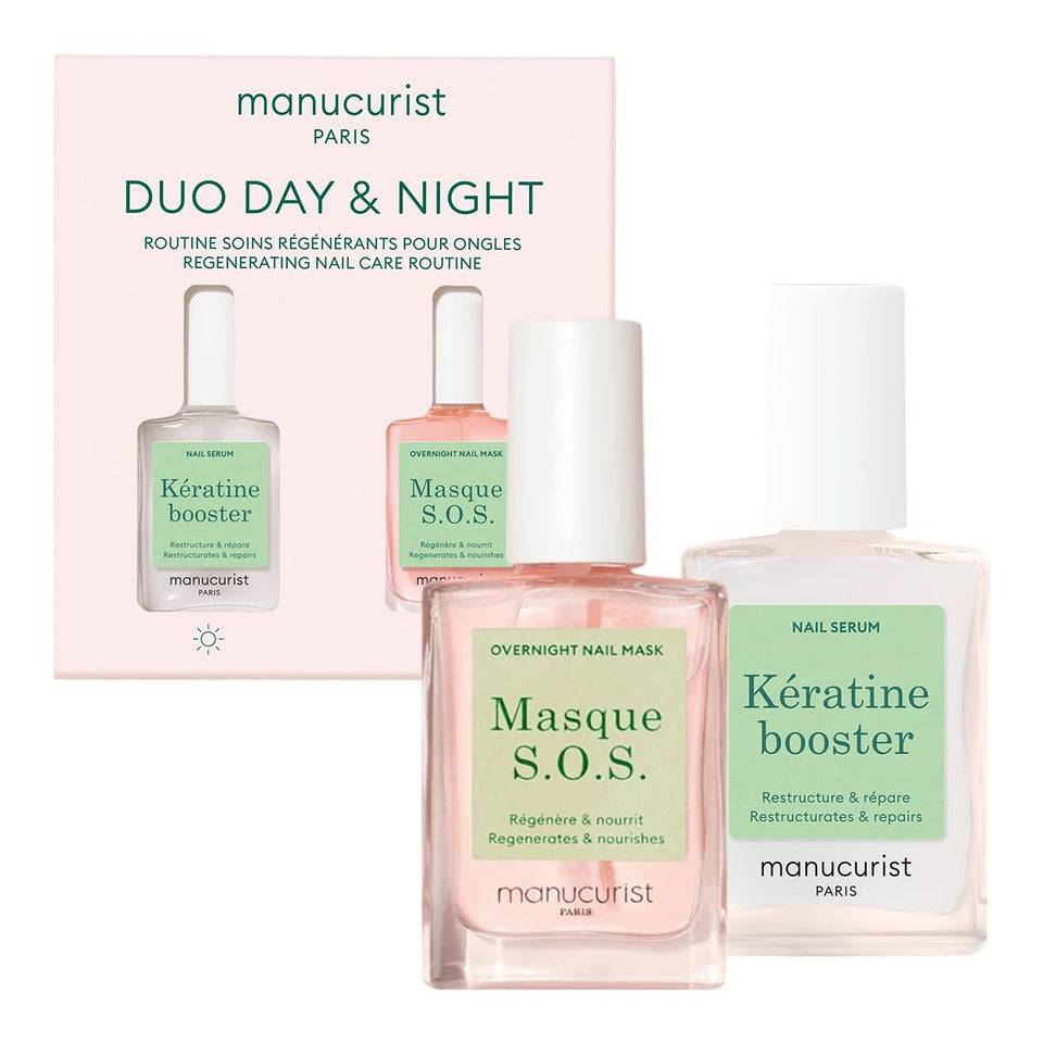 Manucurist front packaging showing both day and night products delivering visible nail care