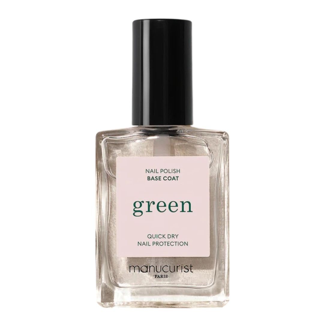 Manucurist front bottle showing green base coat, clear branding and protective finish