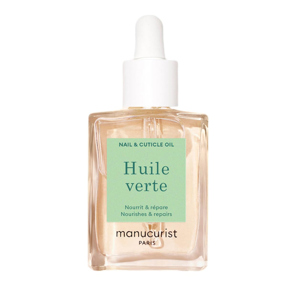 Manucurist Green Oil front bottle showing label and compact size benefits