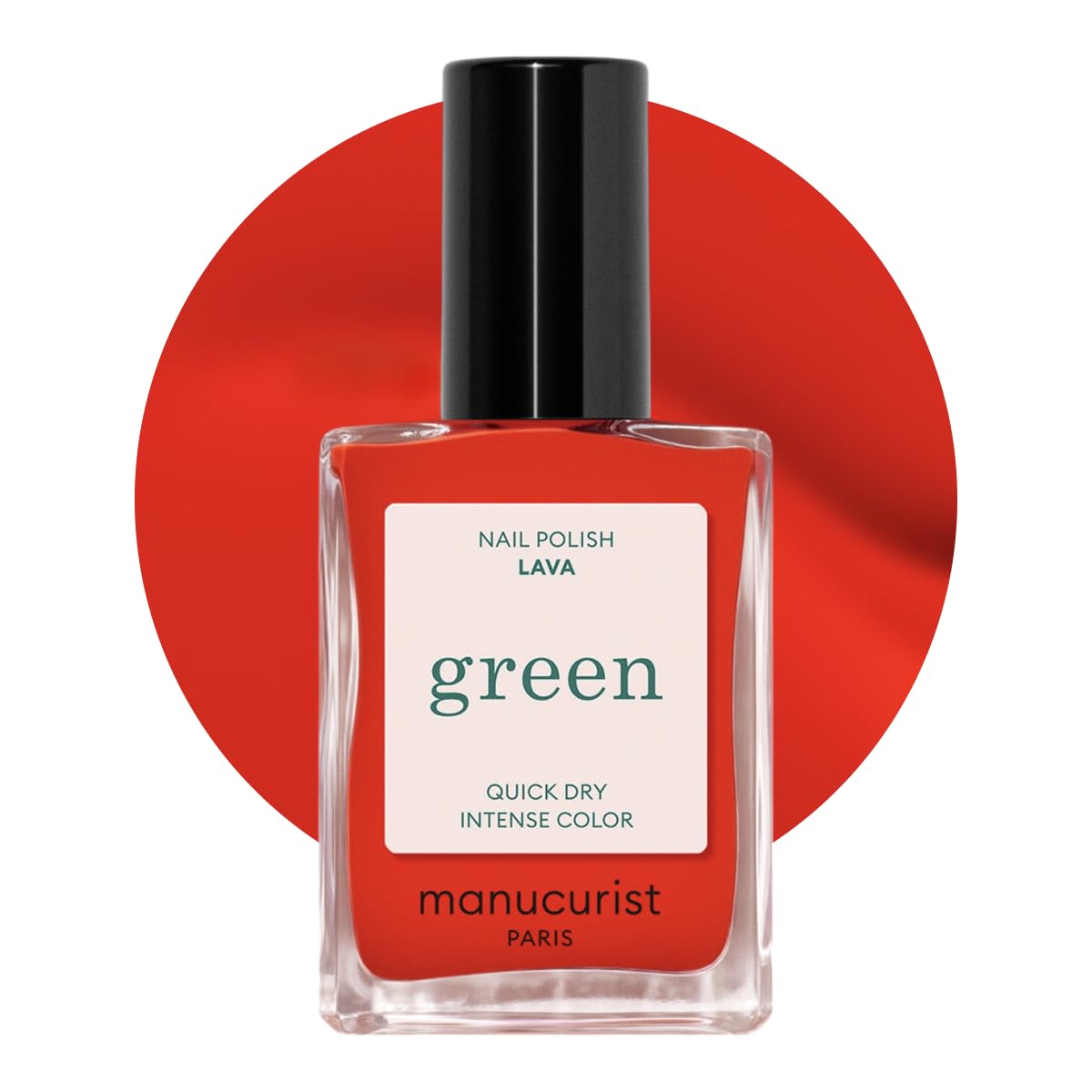 Manucurist bottle front packaging showing Lava color and quick-dry benefit