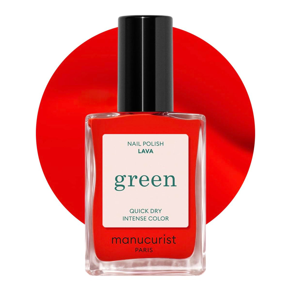 Manucurist bottle front packaging showing Lava color and quick-dry benefit