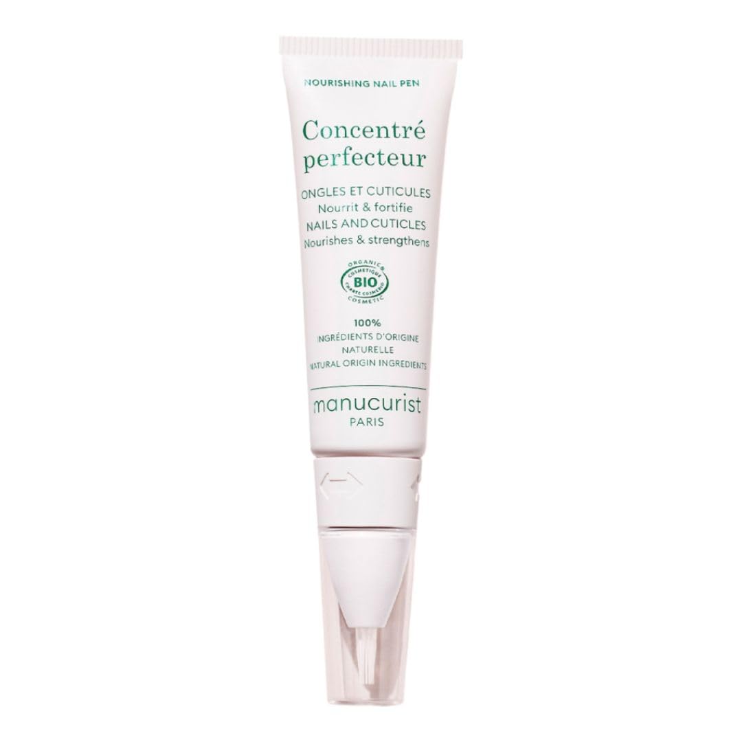 Manucurist nail pen front packaging showing product benefits and vegan label