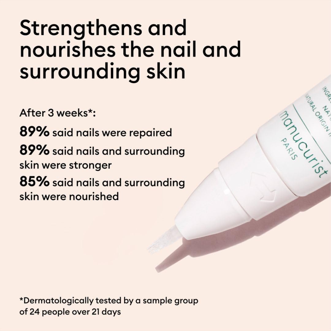 Manucurist pen in hand applying to cuticle for neat, travel-friendly care